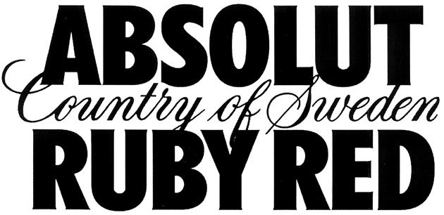 ABSOLUT RUBY RED COUNTRY OF SWEDEN