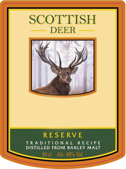 SCOTTISH DEER  RESERVE TRADITIONAL RECIPE DISTILLED FROM BARLEY MALT